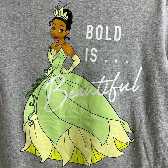 DISNEY “BOLD IS BEAUTIFUL” BROWN PRINCESS GREY SHORT SLEEVE T SHIRT - Picture 2 of 8